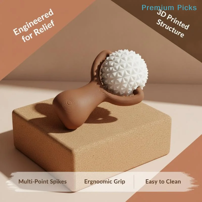 portable3D Printed Massage Ball with Handle Ergonomic Muscle Soreness Reliever for Yoga Home Workout Office Use