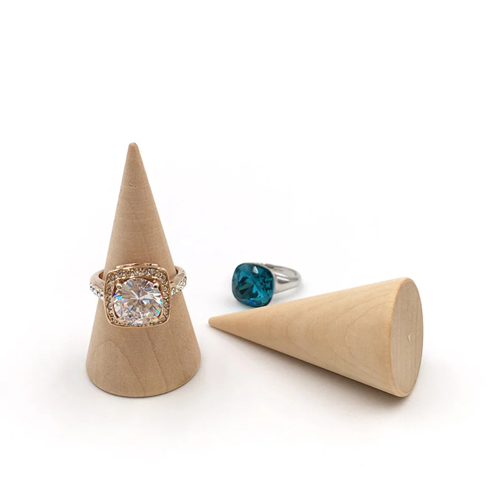 Wooden Cone Ring Holder for Jewellery Display