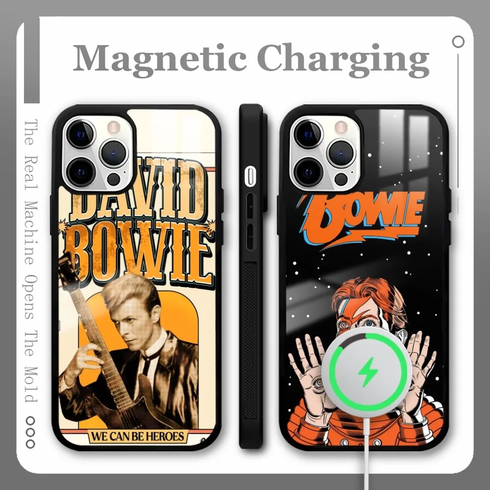 

D-David Cool B-bowie Phone Case For iPhone 16 15 14 13 12 11 Pro Max Plus Mini Magnetic Magsafe Wireless Charging Cover