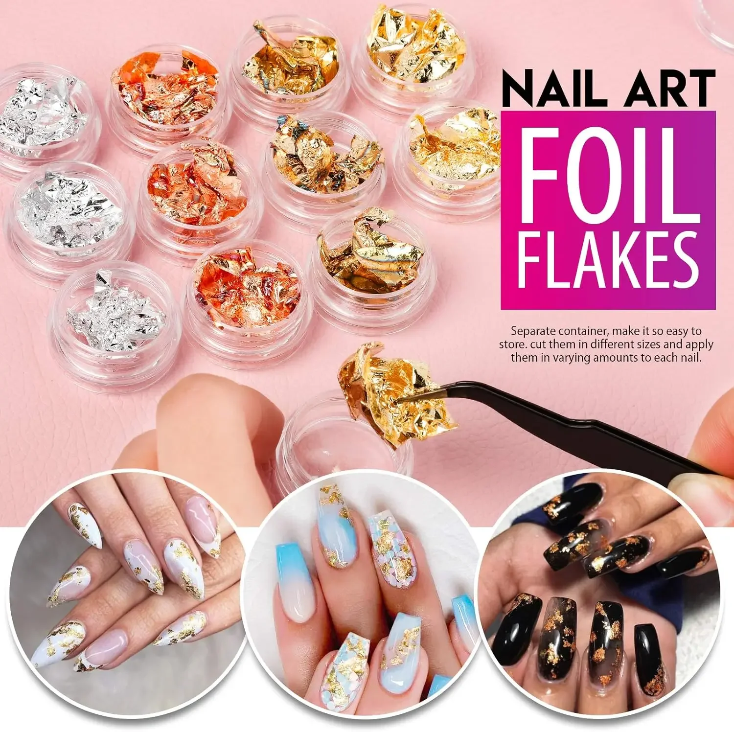 Kit decorazione per nail art con farfalla: adesivi, glitter, gemme, fogli e strumenti - Set per unghie fai da te tutto in uno