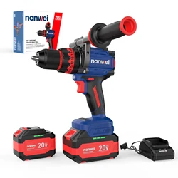 Brushless Cordless Impact Drill NANWEI Cordless 20v 13mm Ice Drill Power Tool 160NM High Torque