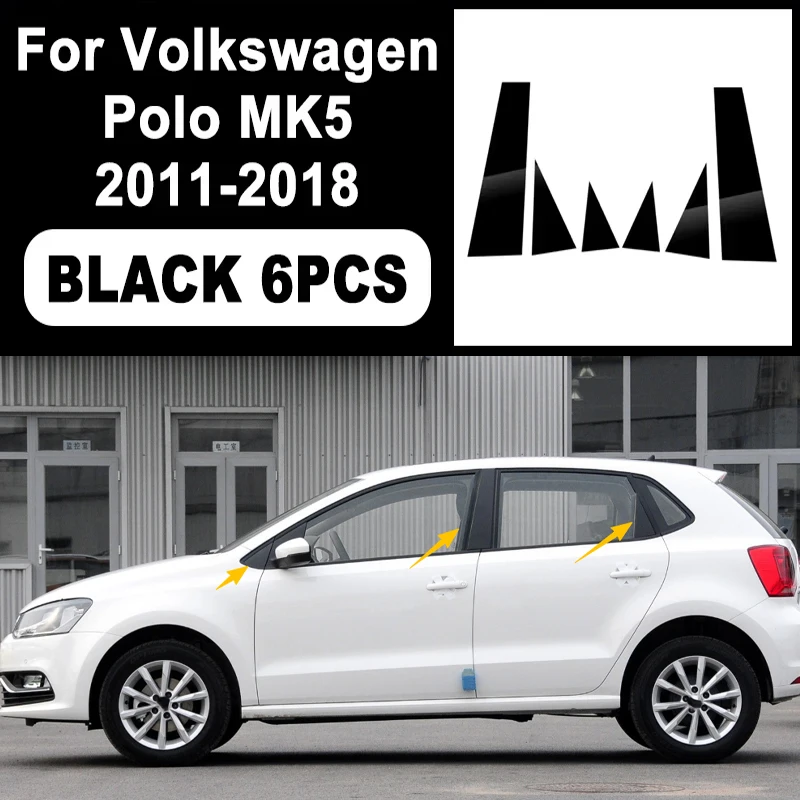 

Glossy Black B C Pillar Post Cover Car Sticker For Volkswagen VW Polo MK5 2011-2018 Window Door Decorative Accessories 2017 2016