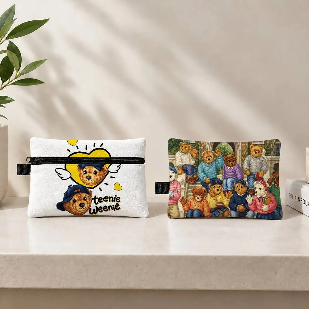 Fashion T-Teenie W-Weenie Zippered Coin Purse with Detachable Carabiner – Mini Coin and Key Pouch