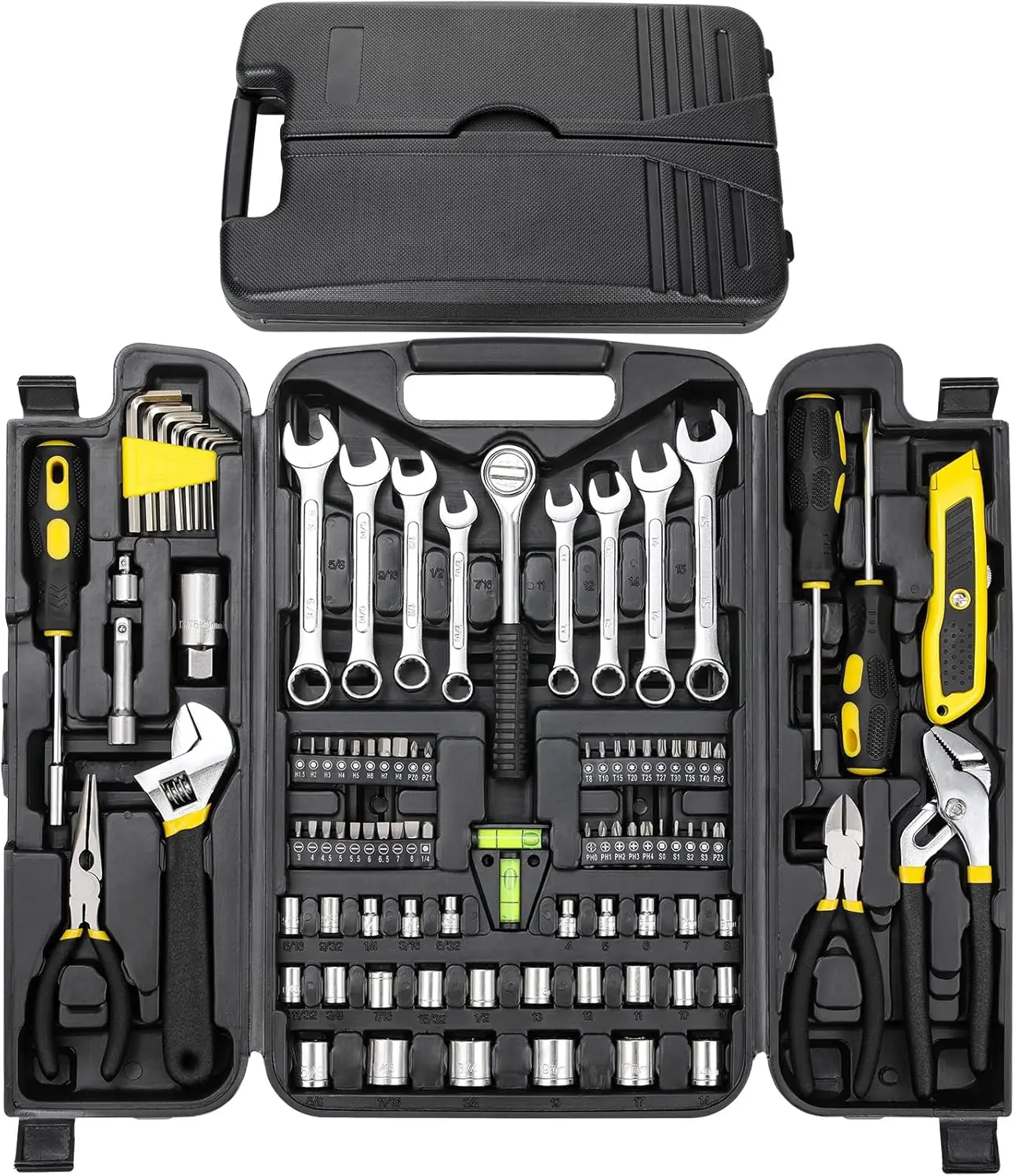 

95 Piece Tool Set Tool Kit Mechanics Tool Set Portable Toolbox with Adjustable Wrench Pliers Socket Bits with Plastic Toolbox St