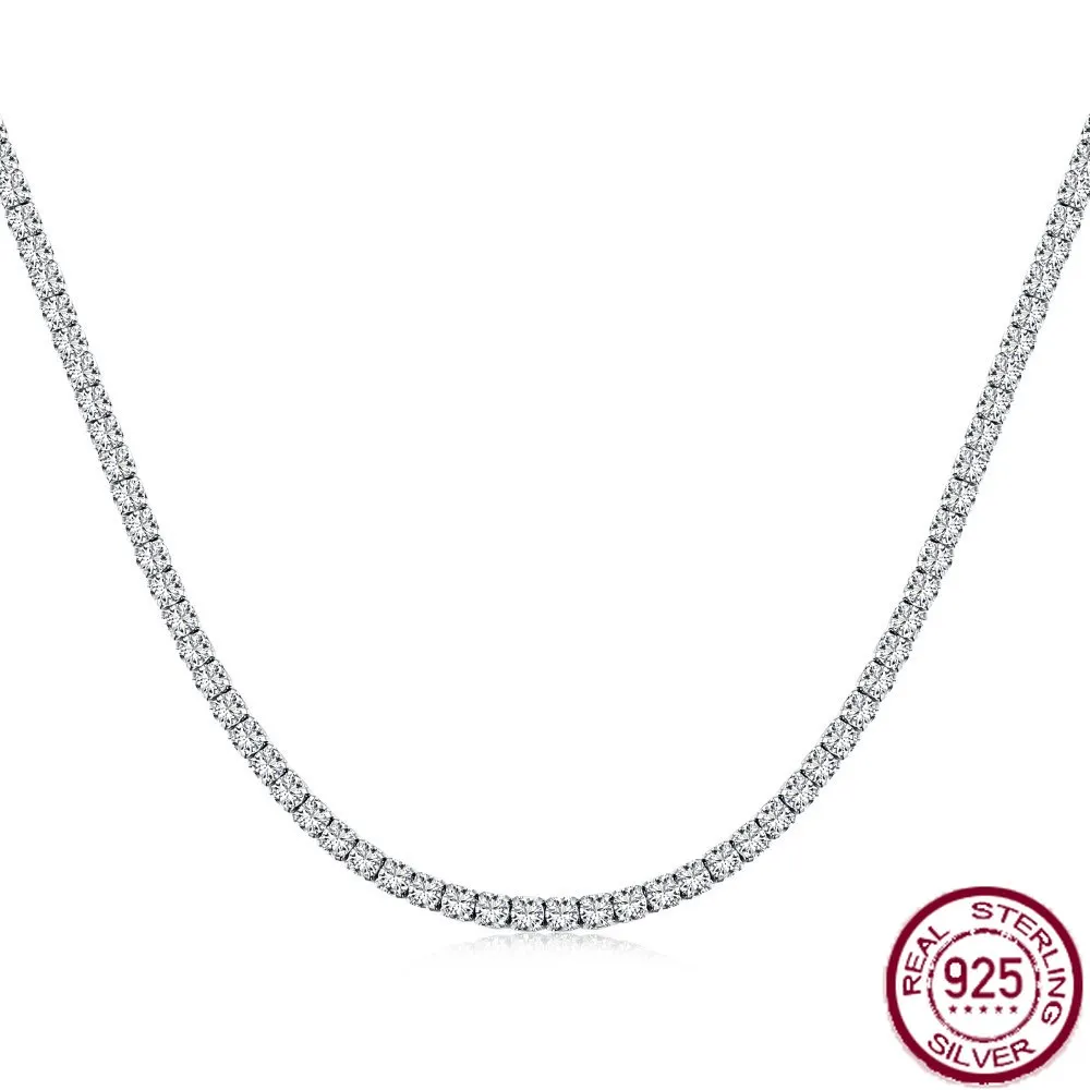 

925 Silver European and American Network Chain Hip Hop Extension Necklace 2.3.4mm Single Row Diamond Jewelry Wholesale for Women