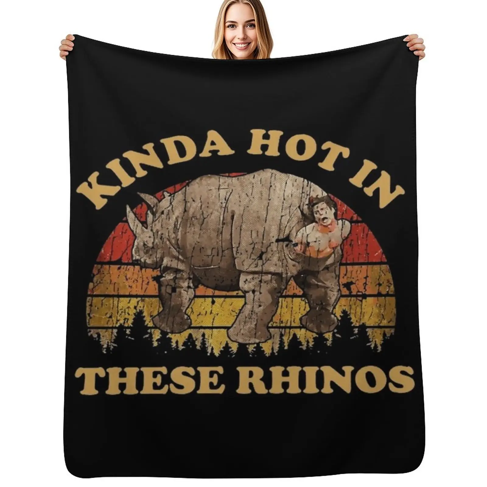 KINDA HOT IN THESE RHINOS EXCLUSIVE ART Throw Blanket heavy to sleep Heavy Bed Nap Plaid Blankets