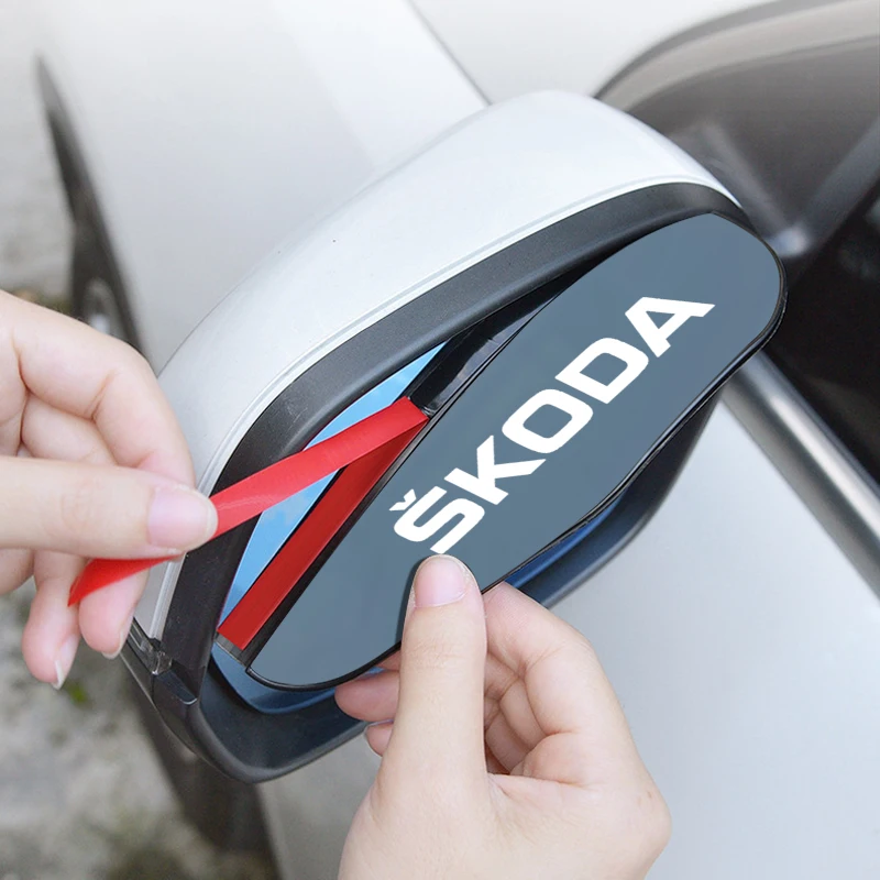 2 Stuks Auto Achteruitkijkspiegel Regen En Sneeuw Bescherming Cover Zonnescherm Voor Skoda Octavia Rapid Fabia 1 2 3 a4 A5 MK2 Kodiaq Superb 3