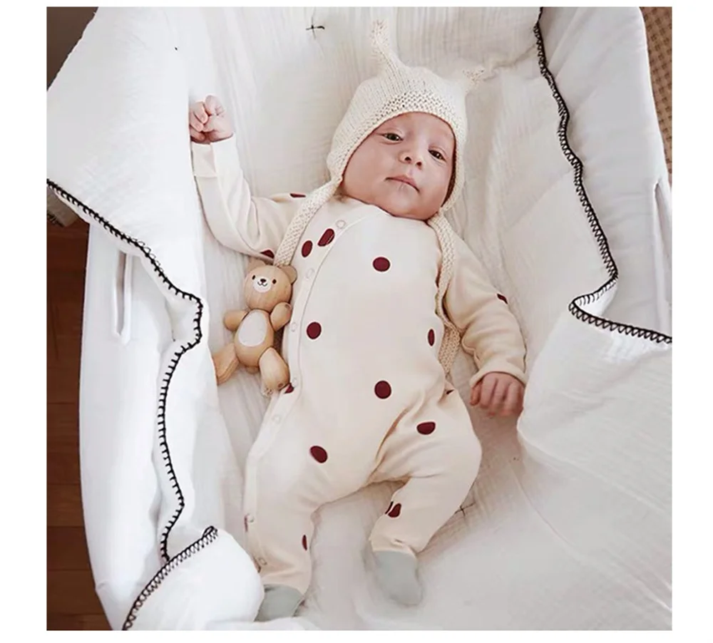 2023 Spring/Autumn New Baby Cotton Feet Pajamas INS Nordic style Baby Boys Girls Romper Long Sleeve Bodysuit New Birth Jumpsuit