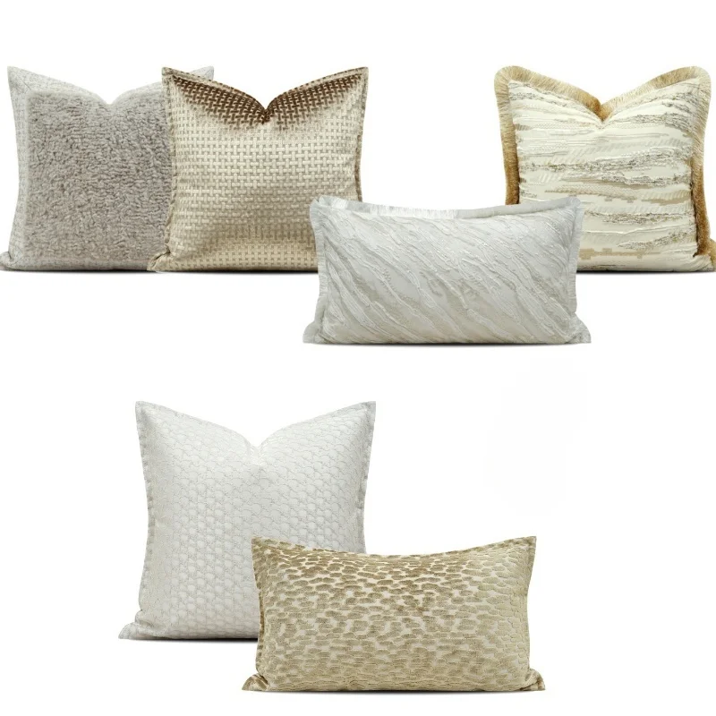 Ivory Khaki Yellow Pillows Luxury Simple Cushion Case Modern Square Decorative Pillow Cover For Sofa Chair Home Decorations