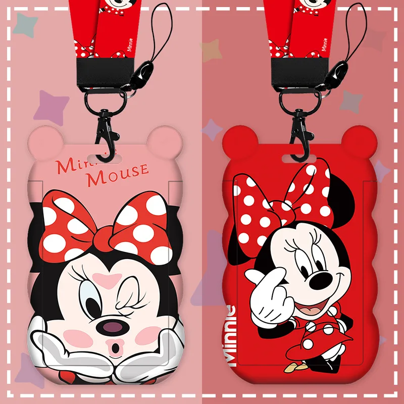 

Kawaii Disney Mickey Mouse Kindergarten Student Card Holder Cute Access Card Set with Long Hanging Rope Hanging Neck Girl Gift