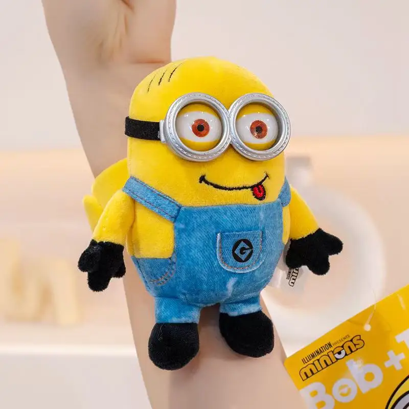 Ultimo braccialetto da polso con anello Minion Papa, bambola di peluche Kawaii, cartone animato, anime, cuscino carino, regalo di compleanno per bambini, bambola divertente