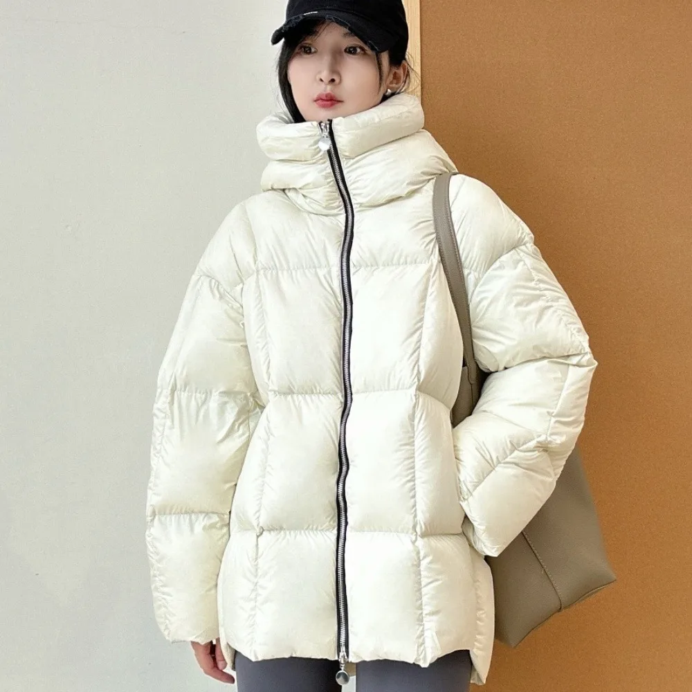 Nouveau 2025 à capuche solide Parke blanc canard vers le bas manteau femme haut d'hiver vêtements femmes épaissi chaud Simple moelleux veste bouffante