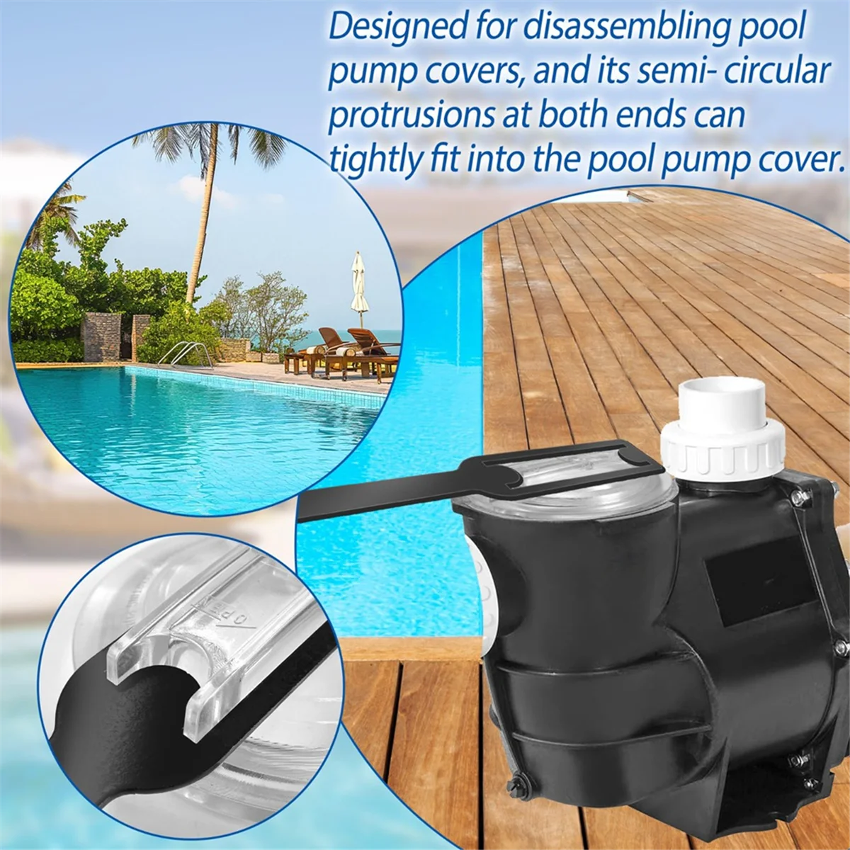 Narzędzie do demontażu pokrywy pompy basenowej ABNJ, żelazne narzędzie do demontażu pokrywy pompy sitowej do osłony filtra sprzętu basenowego, klucz do demontażu pokrywy