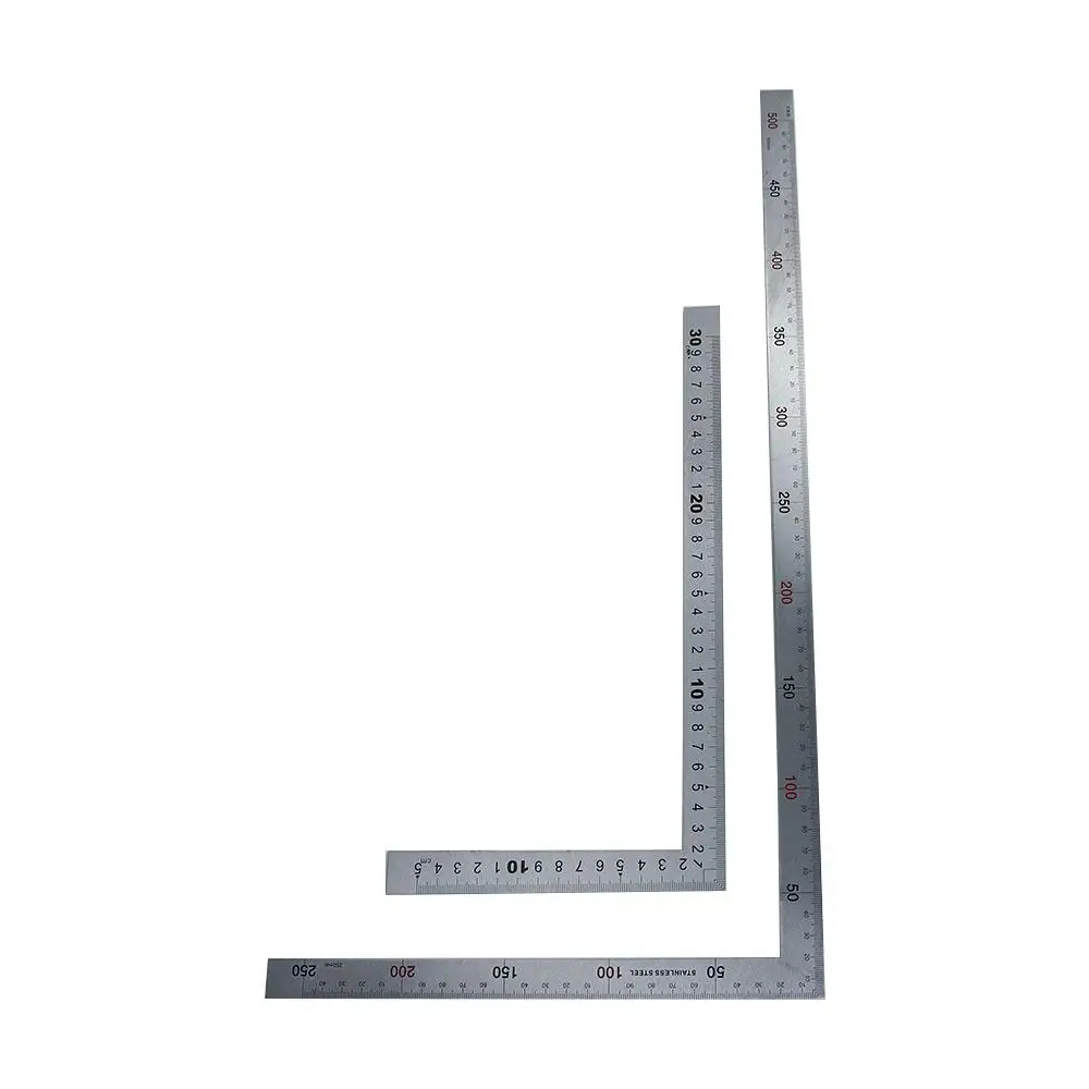 Office Measuring Tool Metal Stainless Steel Double Sided 90 Angle Ruler Straight Ruler L Shape Ruler 90 Degree Ruler