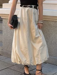 Trendix Vintage Casual Skirts For Women's 2024 Winter High Waist Casual Loose Long Skirt Female Party Solid Street Basic Skirts