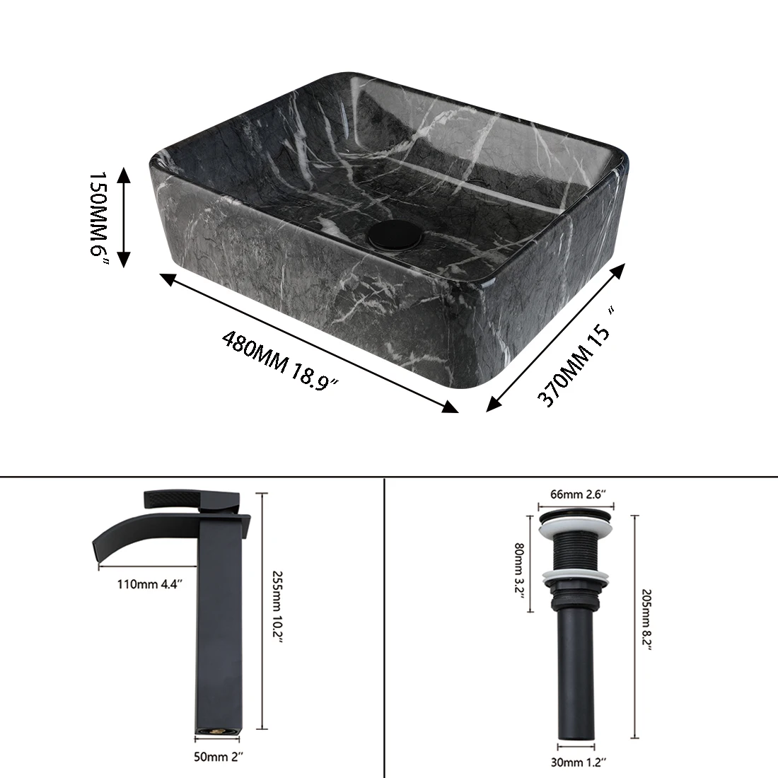 Torayvino Bathroom Ceramic Basin Faucet Set Round And Square Various Styles Available Art Patterns Sink Set Hot Cold Mixer Taps