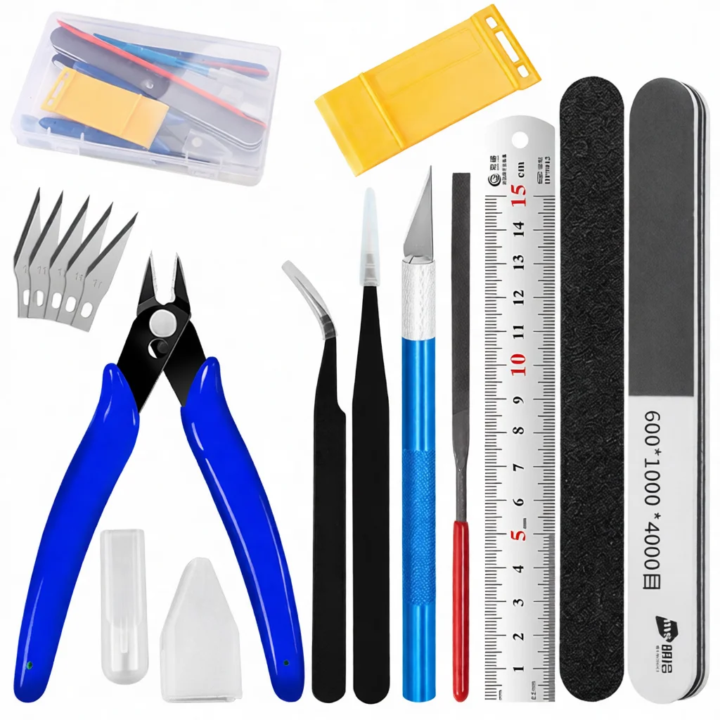 Manual Hobby Craft Tool Set For Model Building Precision Nipper Pen Tweezers Polishing File DIY Assembly Accessory