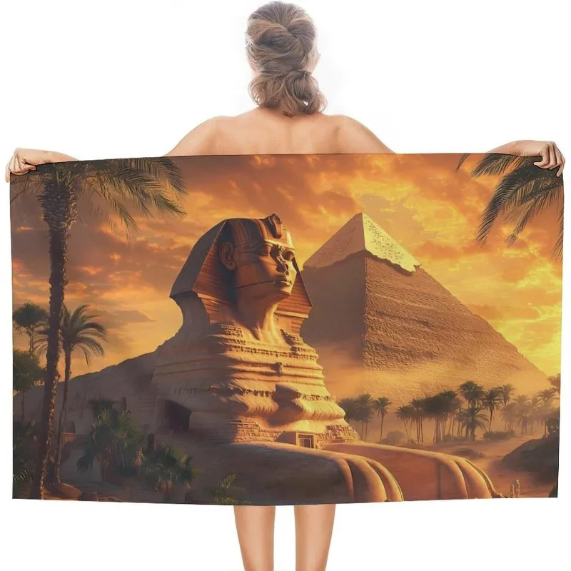 Autumn Forest Cabin Black Bear Duck Sunset Landscape Microfiber Beach Towel, Quick Dry Wildlife Towel for Outdoor Camping Beach