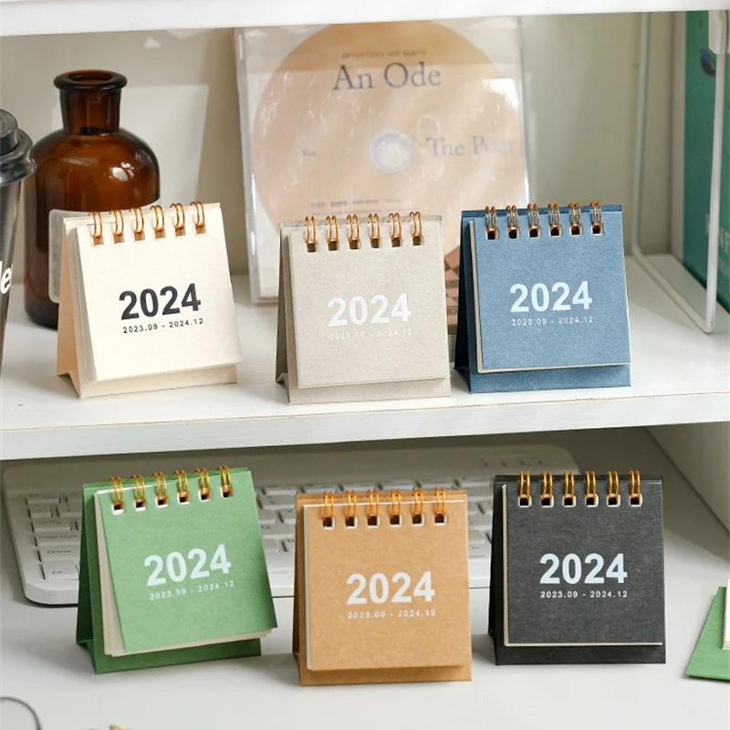 Mini Calendário de Mesa Simples, Bolso Criativo, Portátil, Agendamento Diário, Planejador de Mesa, Calendário Desktop, Papelaria Escolar, 2023-2024