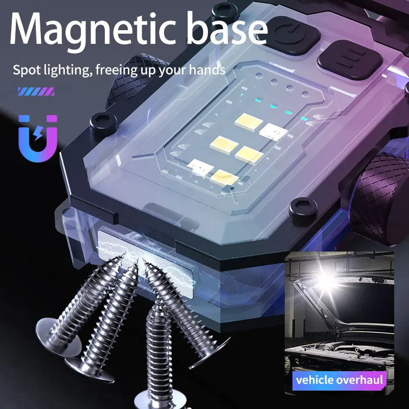 Mini LED Keychain Light Portable Magnetic EDC Flashlight Outdoor Camping Fishing Emergency Work Hat Clip Lamp With FingertipGyro