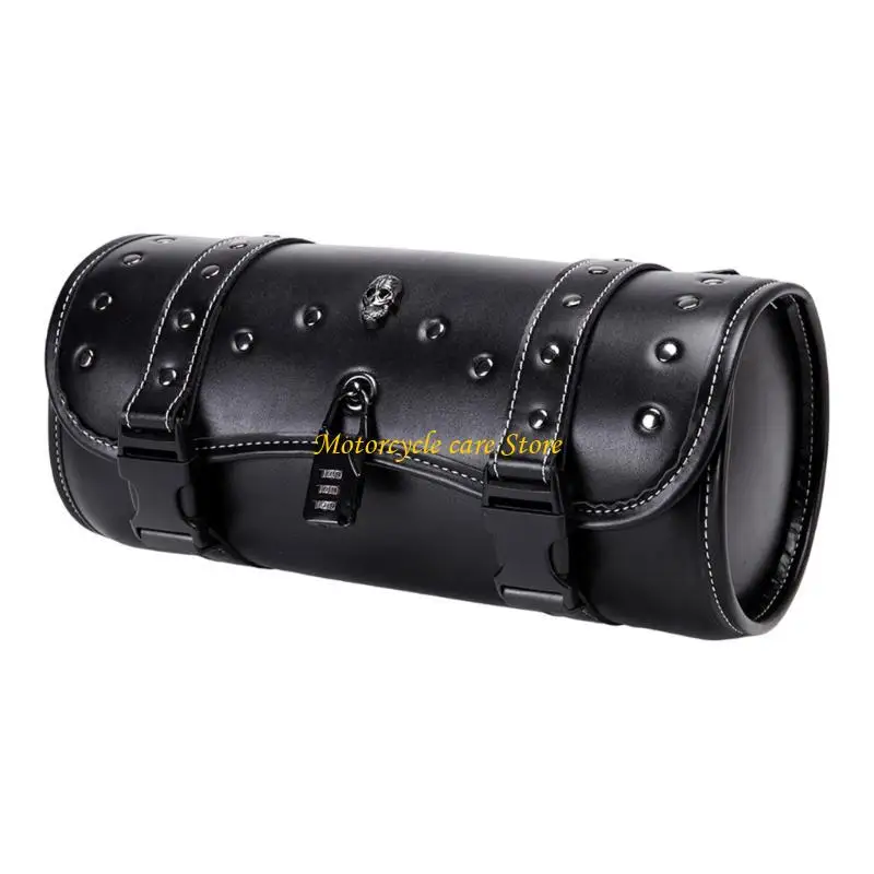 

U75F Motorcycle Tool Bag Faux Leather Handlebar Roll Bag Waterproof Saddlebag