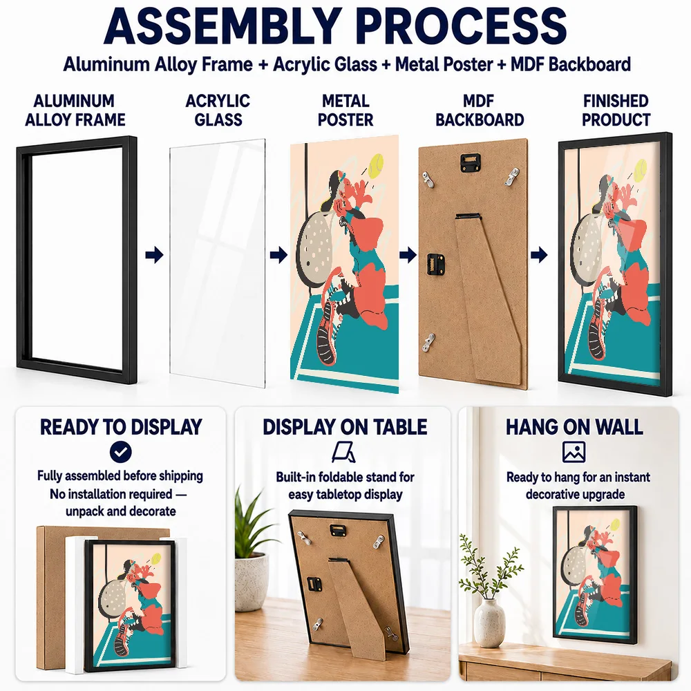 Tennis Player Metal Poster With Aluminum Alloy Frame Personalized Photo Vintage Club Style Wall Art For Study Memorable Fan Gift