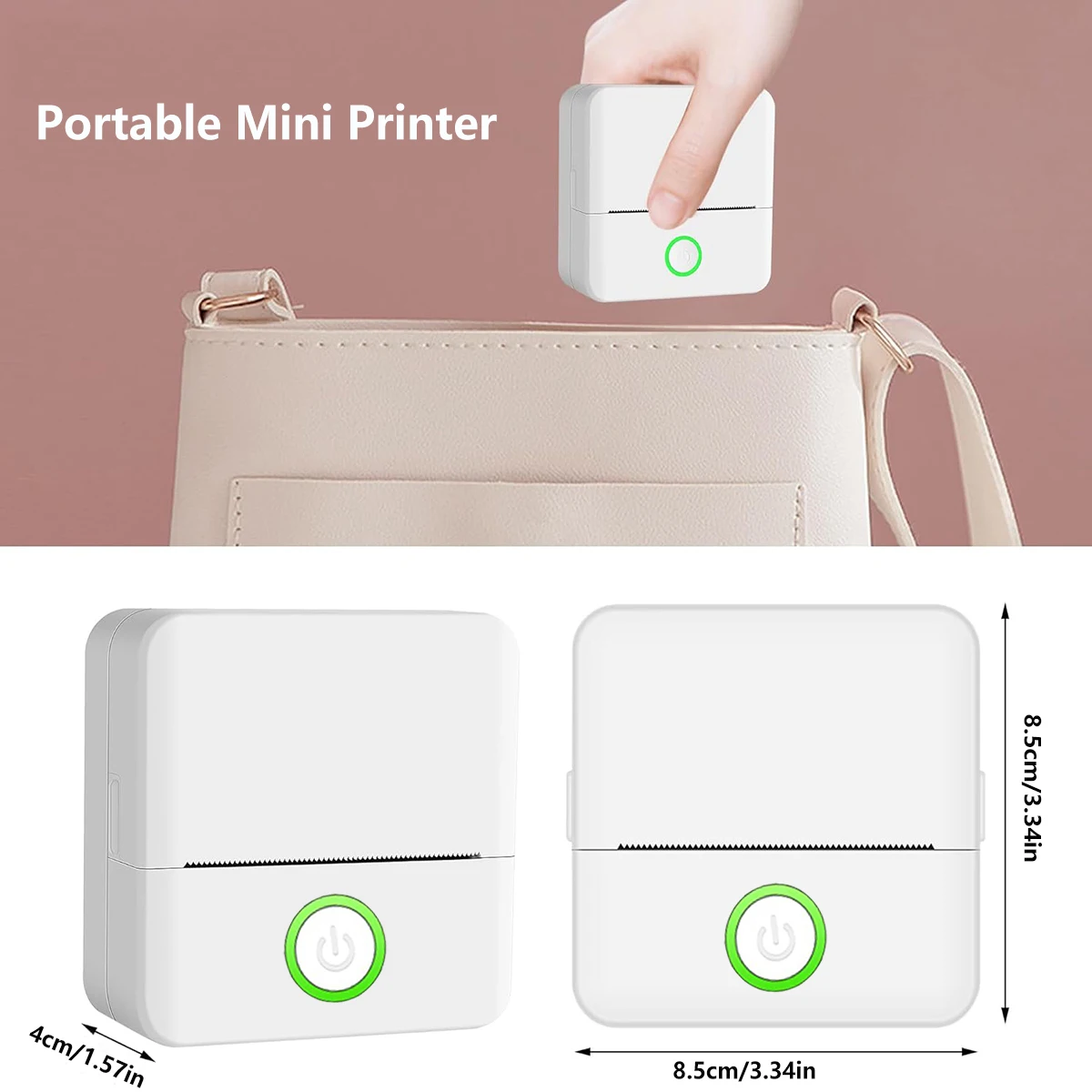 Mini Printer Inkless Sticker Maker Cut Small Pocket Printer Portable USB Charge Thermal Printer for Photo Journal Notes Memo