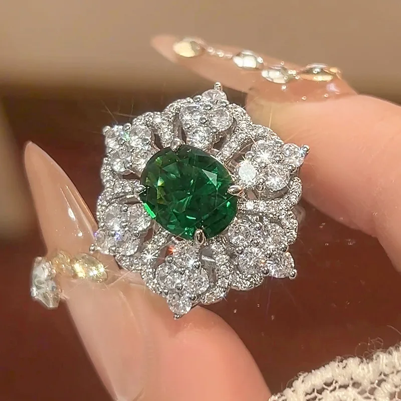 Jewelry Set Decorative Earrings Necklace Ring Emerald Green High-end Versatile Women's Hair Accessories