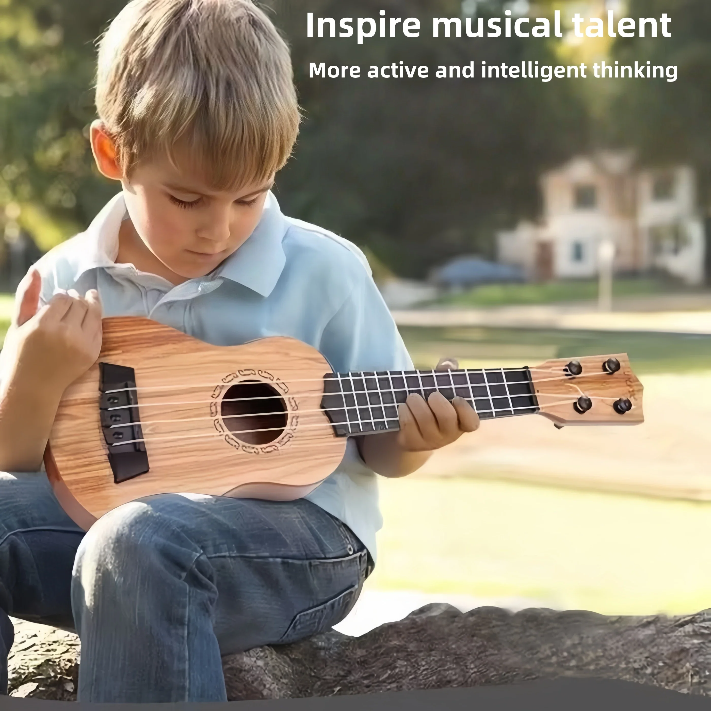 Guitarra infantil e instrumento de cordas ukulele quebra-cabeça brinquedos musicais educativos estimular o talento musical das crianças