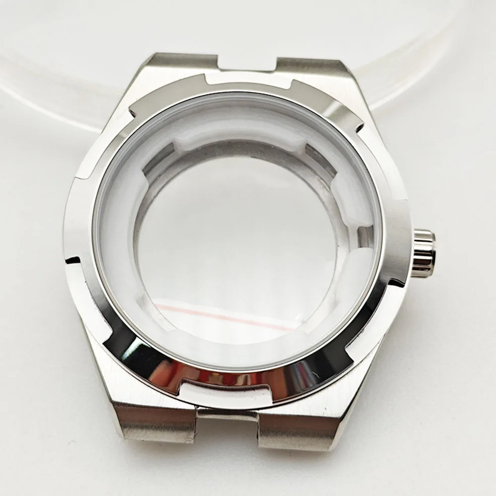 41mm silver steel Watch part for Men watches fit 8215 Watch case accessories Steel strap sapphire glass fit 33mm dial