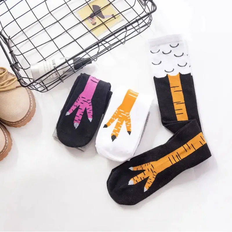 Funny Chicken Paw Stocking 3D Printing Over-knee Pressure Thin Leg Long Stockings Men Women Suitable for All Seasons