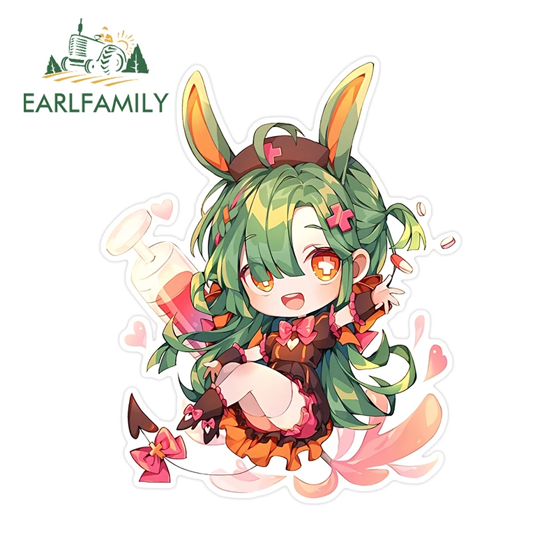 EARLFAMILY Cute Girls Fluffy Ears Car Stickers Forest System Occlusion Scratch JDM Decal Suitable for Car Door Protector