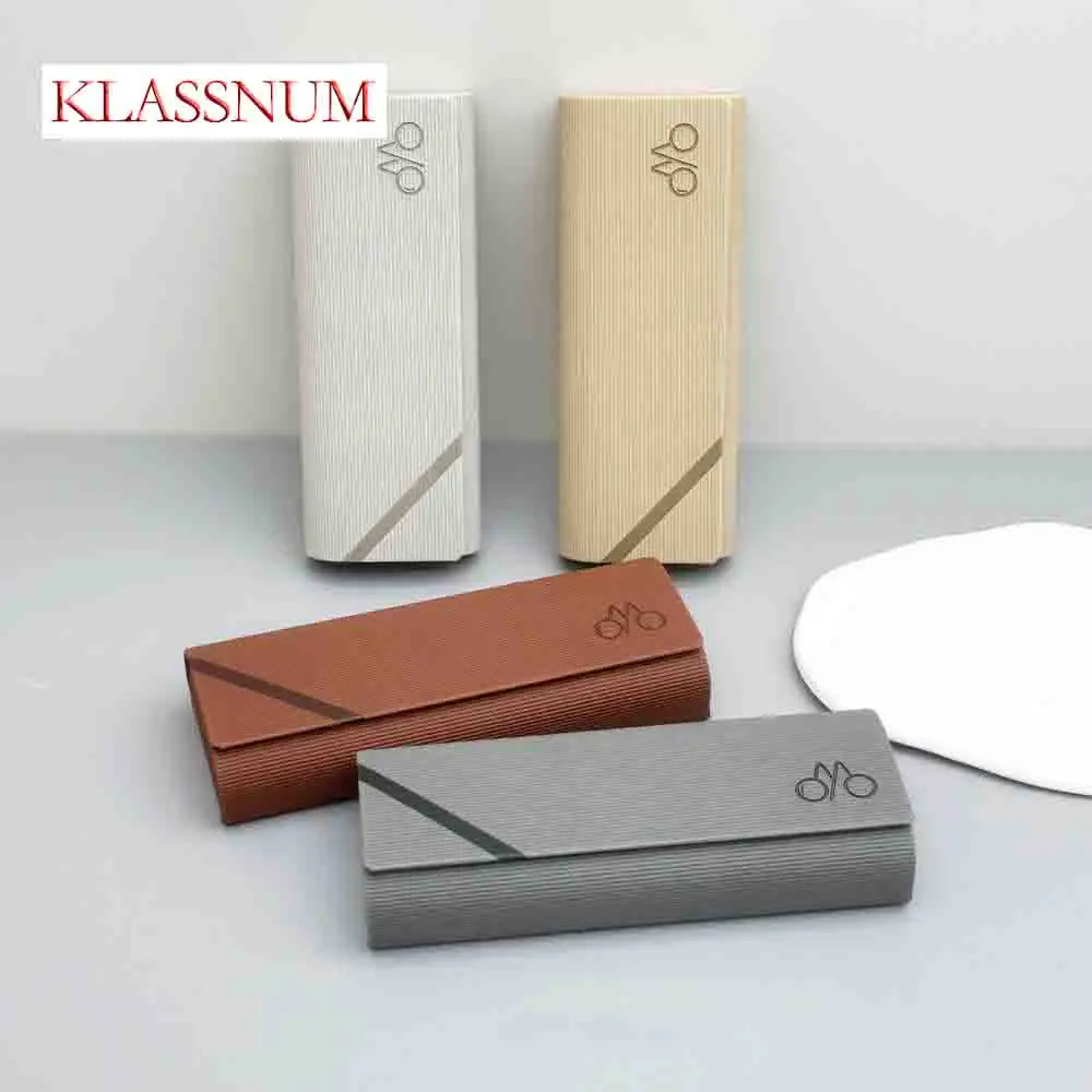 KLASSNUM Brillenetui aus Leder, Anti-Kompression, Brillen-Aufbewahrungsbox, Myopie, Presbyopie,