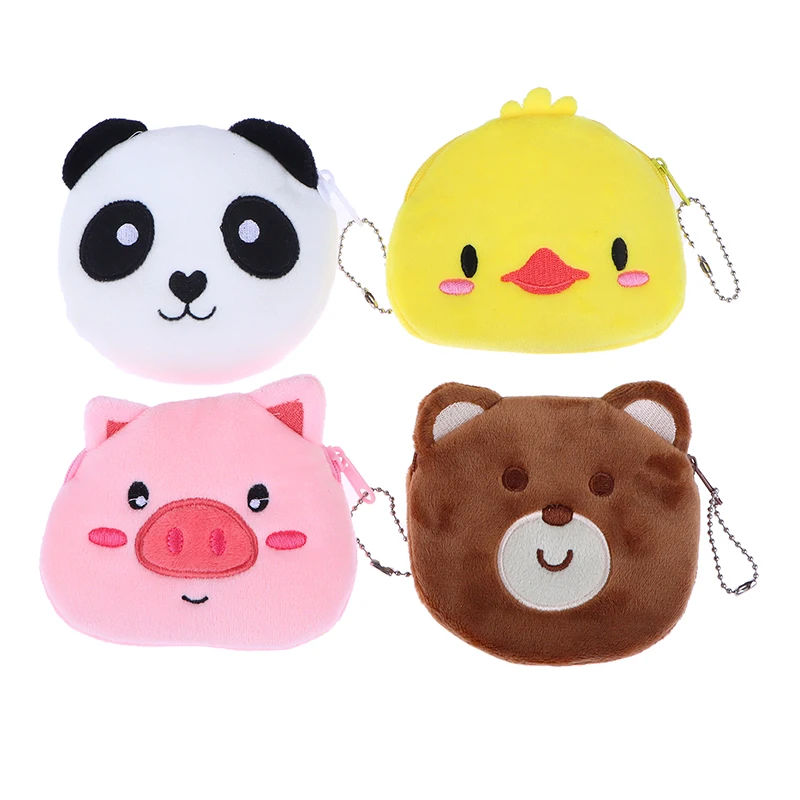 Bolsa de moedas de animal de pelúcia dos desenhos animados bonito panda piggy urso frango mudança de dinheiro bolsa pequena carteira saco de armazenamento para presentes do miúdo