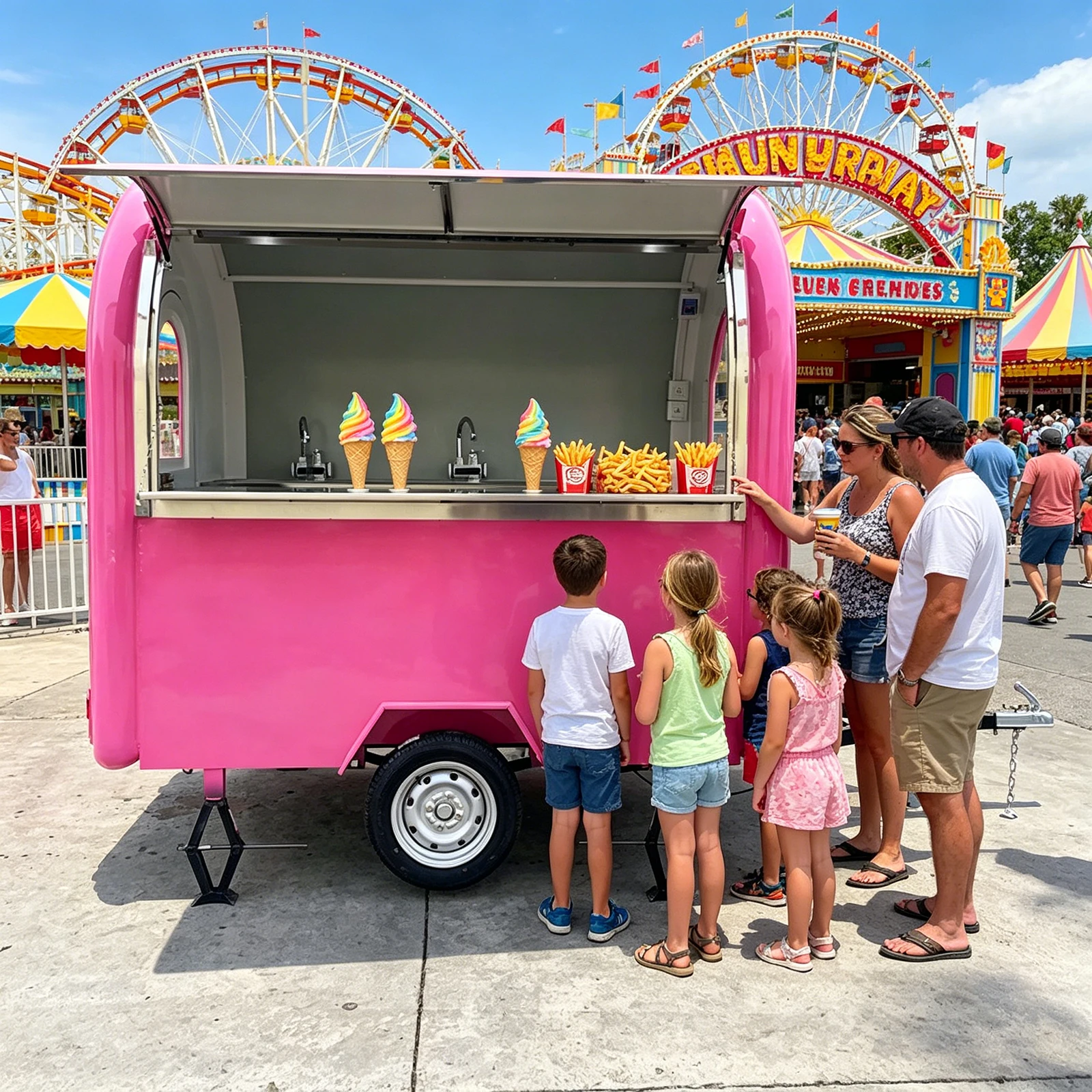 Enclosed Food Trailer with Complete Cooking Equipment, Portable Mobile Kitchen for Street Vending, Outdoor Events and Startup