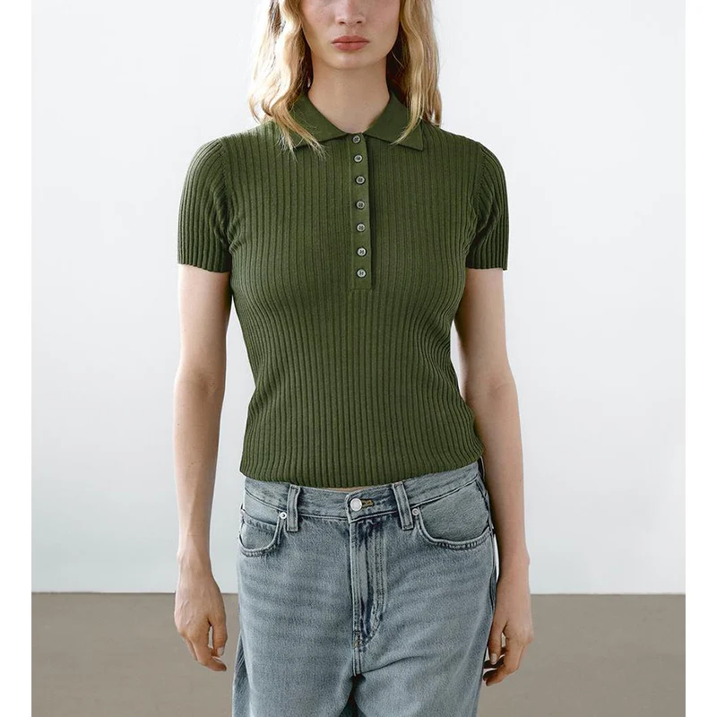 Slim Fit American College Sle ort Sve  irt Knitted Top Lightweight Spring Summer Women's Faion 576270