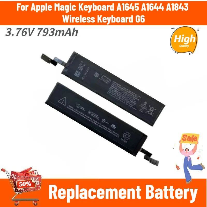 3.76V 793mAh Battery For Apple Magic Keyboard A1645 A1644 A1843 Wireless Keyboard G6 High Quality Replacement Battery