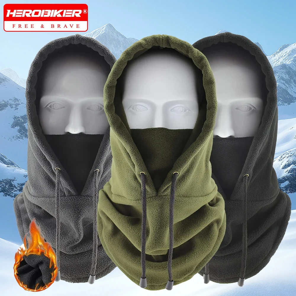 Balaclava Winter Thermal Neck Warmer Outdoor FleeceScarf Skiing Full Face Mask Windproof Cold Warm Motorbike Riding Cap