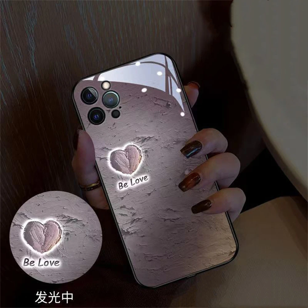 

Pretty Love Heart Pattern Smart Voice Controlled LED Light Phone Case For Samsung S26 S25 S24 S22 S23 S21 S20 FE Plus Ultra