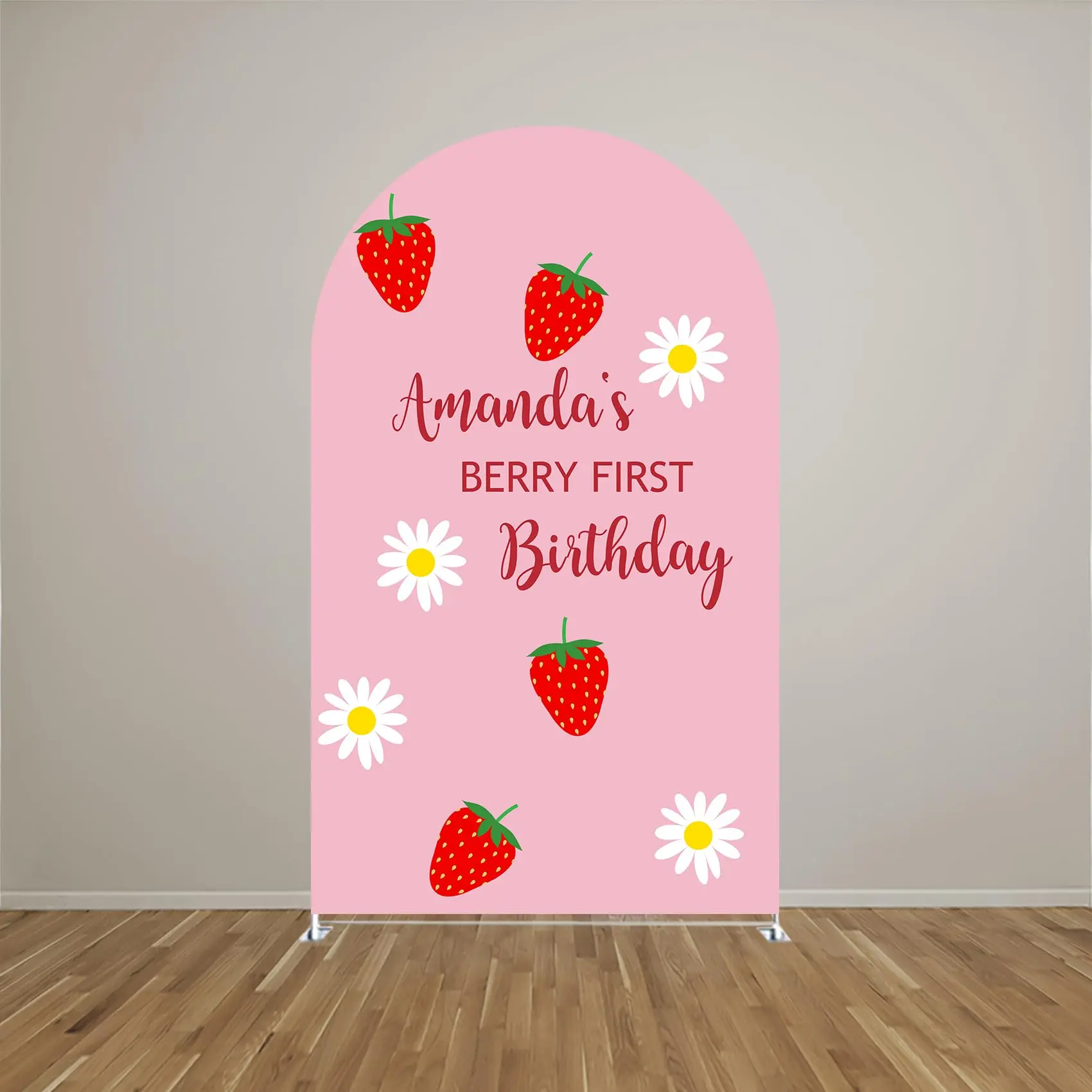 

Bilayer Fabric Strawberry Daisy Arch Backdrop, Personalized Birthday Party Decor, Arch Stand Not Included