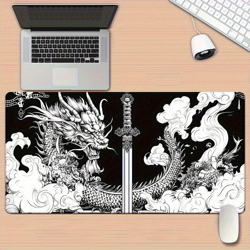 Mouse pad para jogos Dragon Design, impressão de alta definição, base de borracha durável, antiderrapante, adequado para jogadores e profissionais