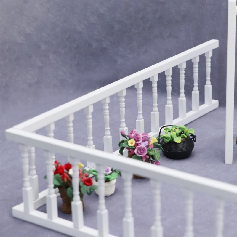 Mini Dollhouse Handrail Mini Simulation Wooden Handrail Furniture For 1:12 Doll House Accessory