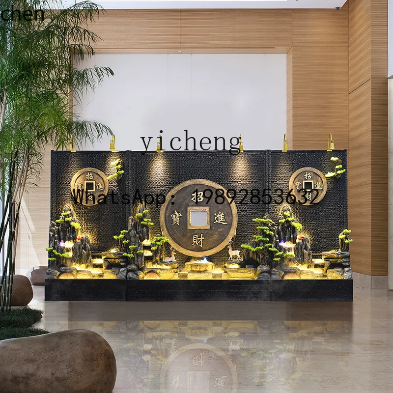 HT  living room interior landscaping fish pond curtain wall rockery ornament office wealth ornament