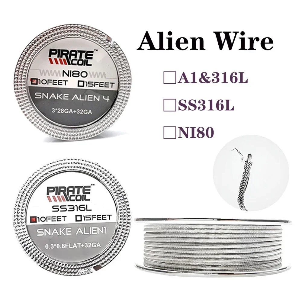 Orijinal Yılan Alien V2 Alien V1 V4 A1 NI80 SS316 10 Feet 26GA 28GA 32GA DIY ZEUS X Bobin Isıtma Tel Aracı