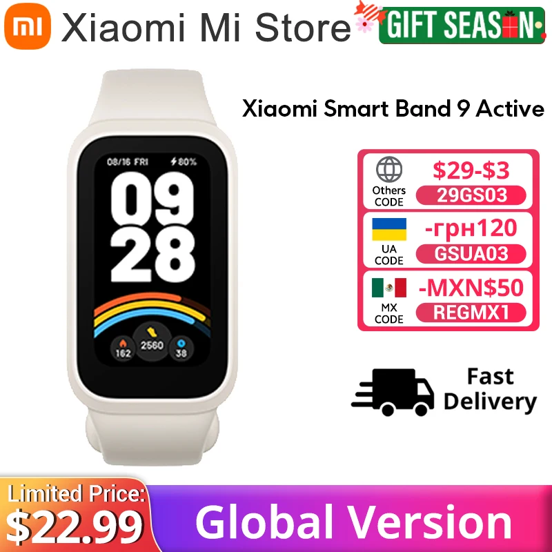 Global Version Xiaomi Smart Band 9 Active 18-day Battery Life Modes 1.47'' Display 5ATM All-day Health And Fitness Monitoring