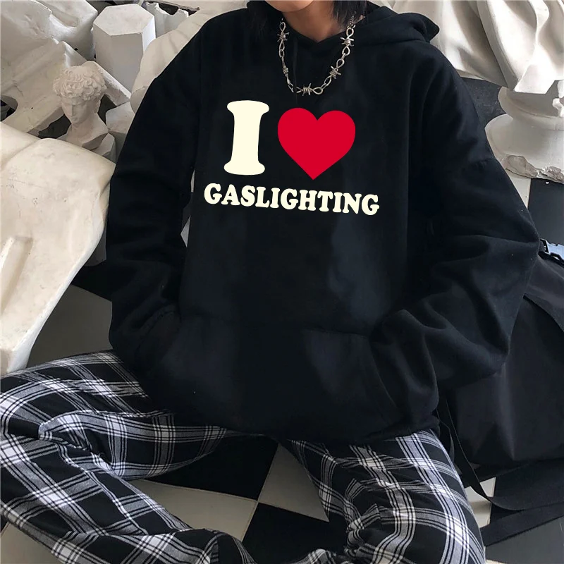 

Red Heart I Love Gaslighting Hoodies Y2k Graphic Letter Printed Pullover Women/Men Sweatshirt Oversize Hip Hop Hooded Streetwear