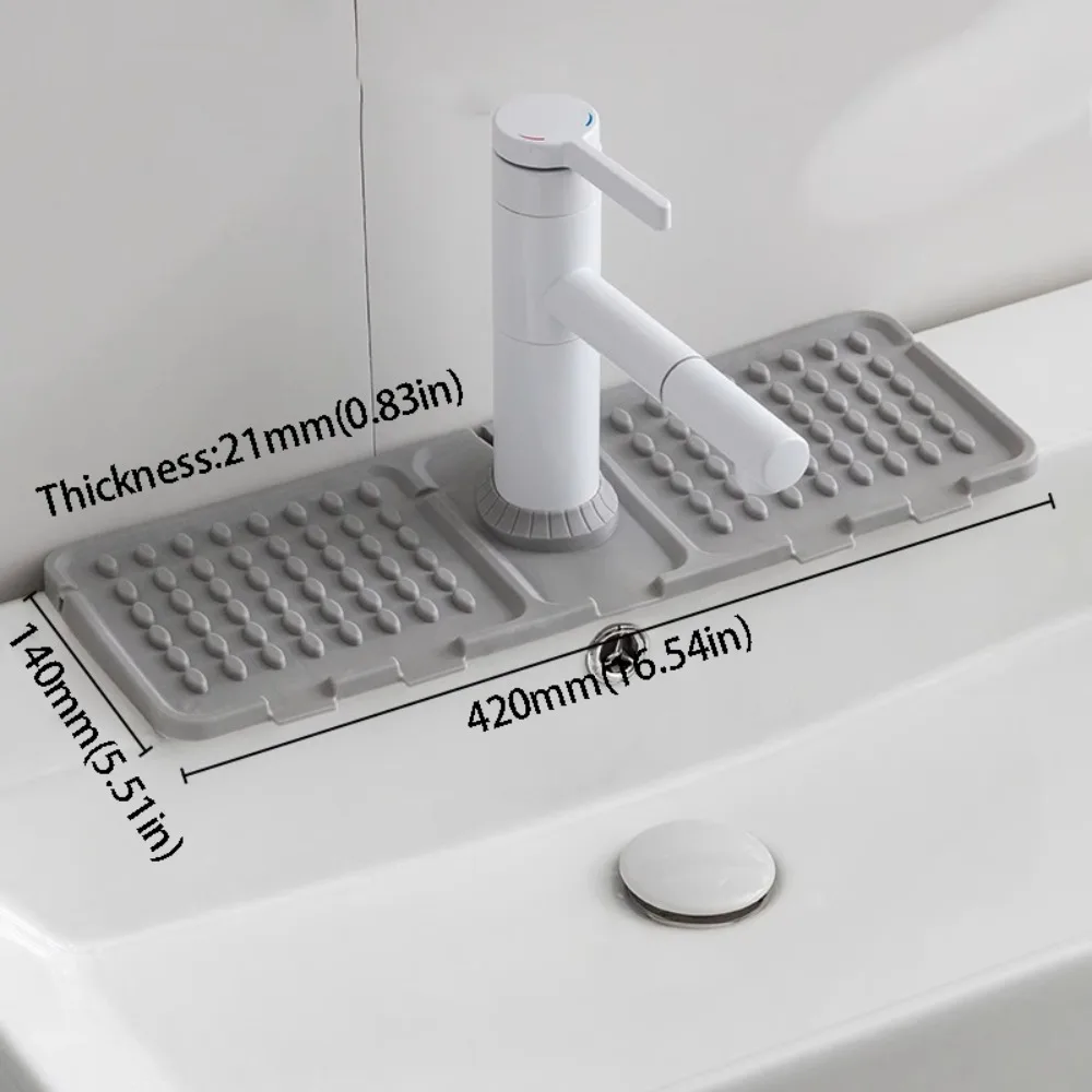 

Silicone Material Water Faucet Drip Tray Water-absorbing Anti Slip Sink Splash-proof Pad Cuttable Design Easy to Use