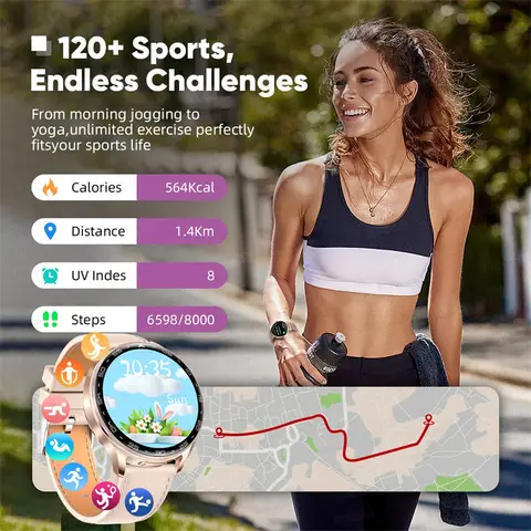 Ny hörlurar Smartklocka 2 i 1 för Android iOS med TWS Bluetooth-hörlurar Puls Blodsyre Sport Smartklocka Kvinnor Man 8 best sales vo2 - №7