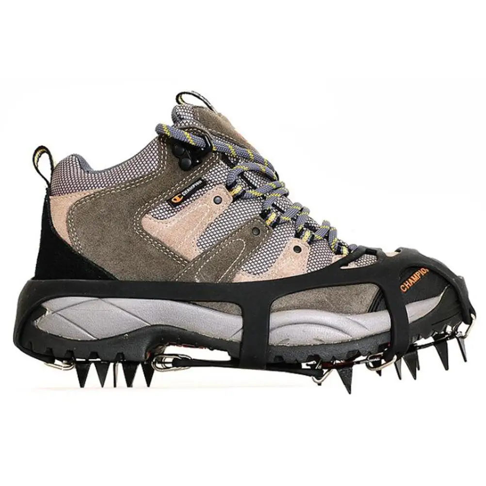 18 الأسنان سيليكون الأشرطة المضادة للانزلاق الثلوج المسامير أغطية الحذاء خفيفة الوزن دائم تسلق تسلق الجبال الأطفال المسنين