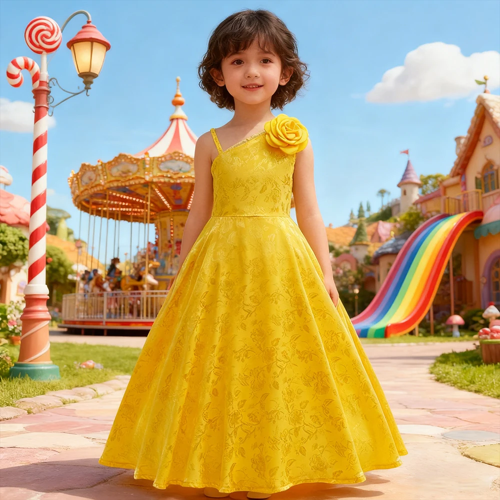 

Cartoon Rabbit Police Yellow Evening Gown Cosplay Costumes Children's Performance Dress Girls Party Dresses Carnival Outfits